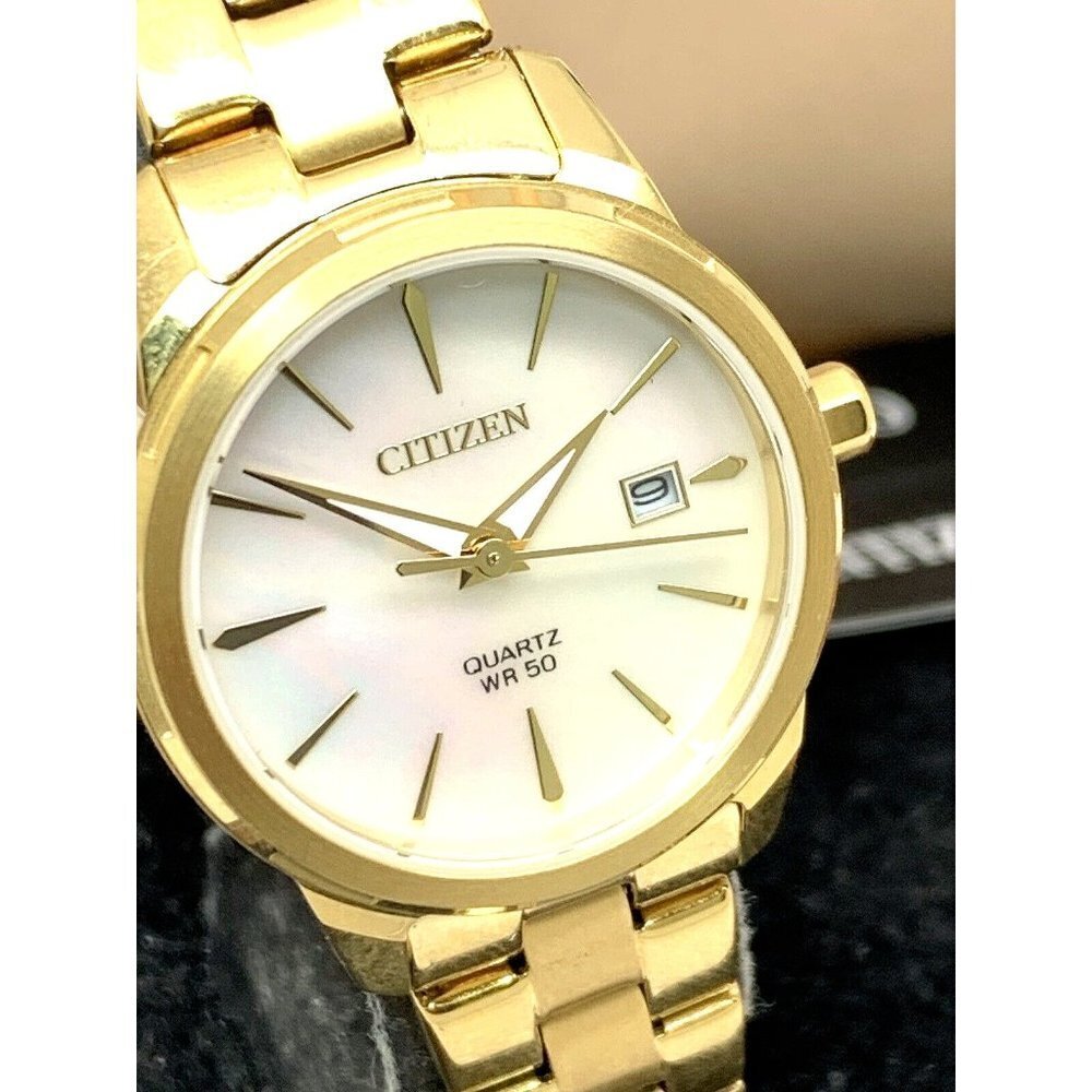 Citizen Women's Watch ERU6072-56D Mother of Pearl White Dial Gold Quartz…